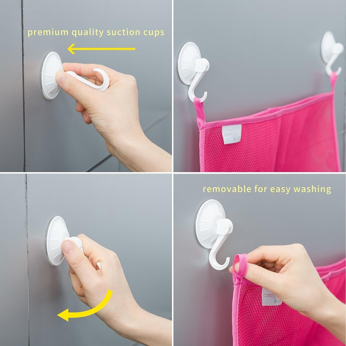 2 x Mesh Bath Toy Organizer 8 Ultra Strong Hooks – The Perfect Bathtub Toy Holder &amp; Bathroom or Shower Caddy – These Multi - use Net Bags Make Baby Bath Toy Storage Easy – For Kids &amp; Toddlers - Homesidy.com