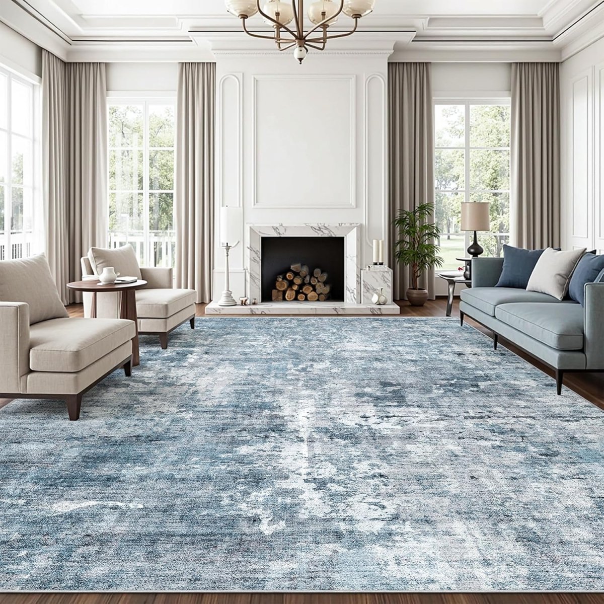Soalmost Washable Area Rug 8x10, Large Soft Rugs for Living Room Vintage Beige Carpet 8x10 Area Rugs for Bedroom Dining Room Non - Slip Stain Resistant Under Table Rug - Homesidy.com