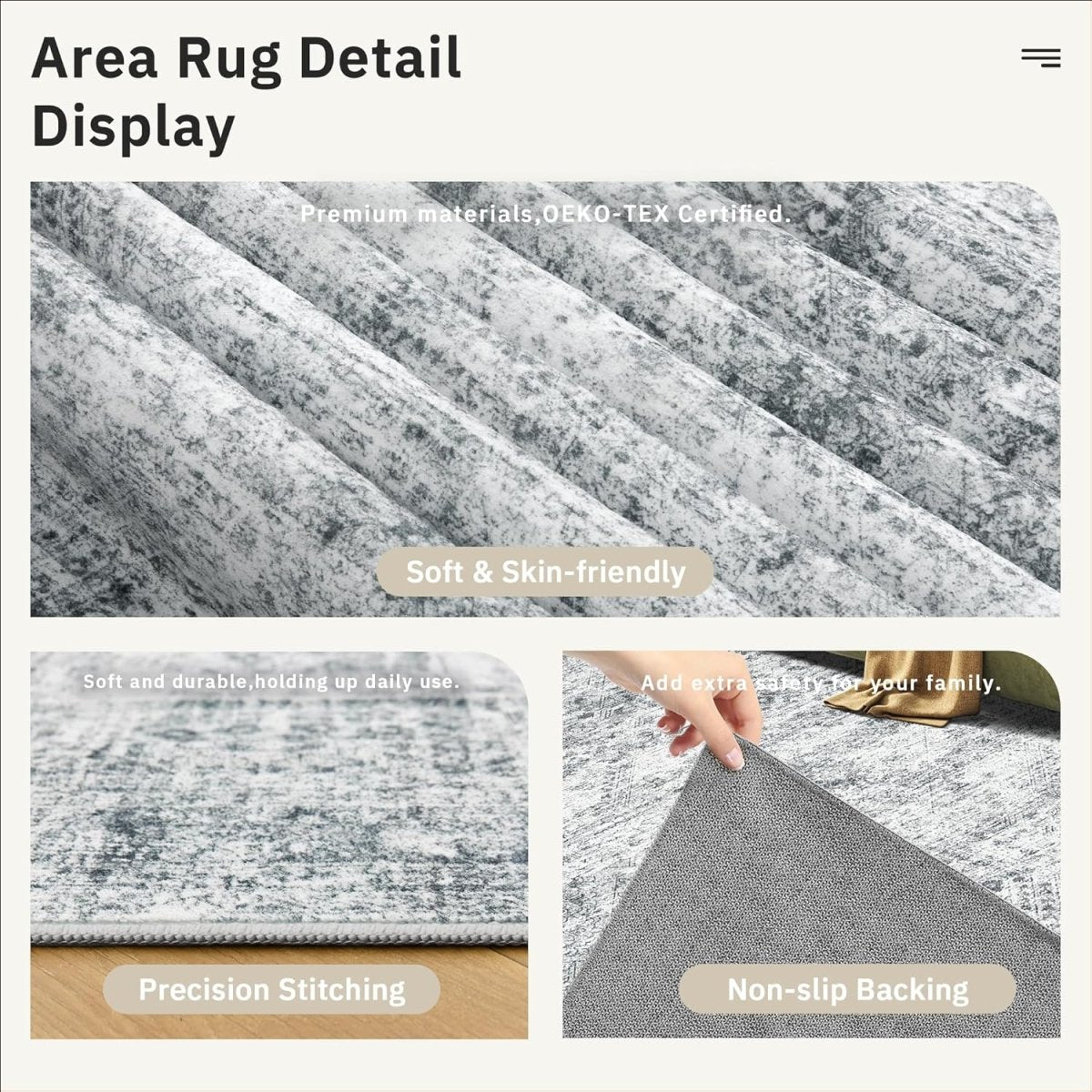 Soalmost Washable Area Rug 8x10, Large Soft Rugs for Living Room Vintage Beige Carpet 8x10 Area Rugs for Bedroom Dining Room Non - Slip Stain Resistant Under Table Rug - Homesidy.com