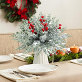 Watayo 60 Pcs Christmas Artificial Pine Branches with Red Berry Stems, 10.5&34; Faux Evergreen Norfolk Pine Cypress Leaves Stems, Fake Foliage Pine Needles Picks for DIY Craft Garland Home Decor - Homesidy.com