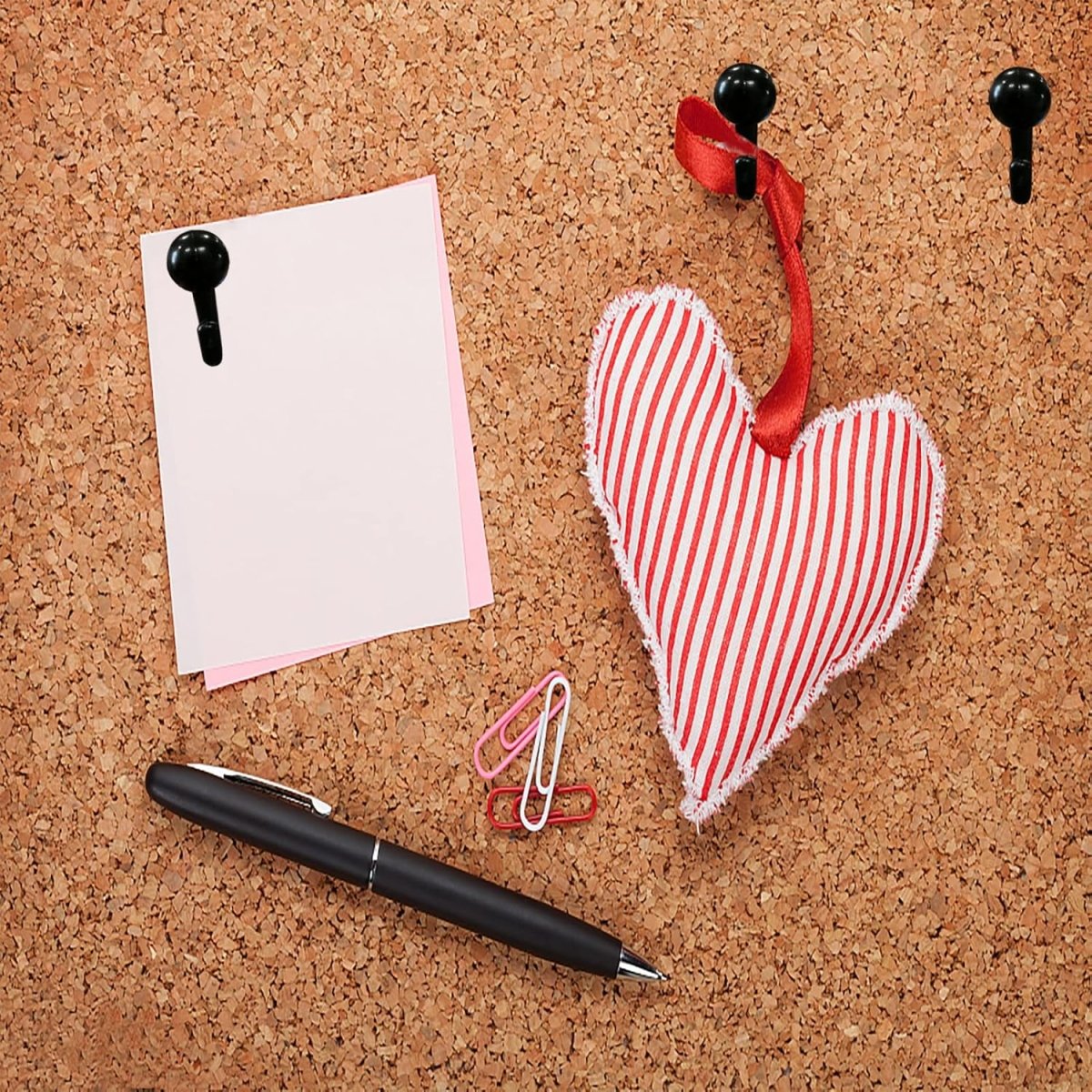 50 PCS Push Pin Hooks, Plastic Heads Cork Board Hooks Decorative Thumb Tacks Hook for Photo Wall, Bulletin Board, Home Wall, Home Office School Supplies (Black and Clear) - Homesidy.com