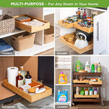 HOLDN’ STORAGE Bamboo Wooden Pull out Cabinet Organizer. 17&34; W x 21&34; D - Requires At Least a 18.25&34; W x 21&34; D.Cabinet Opening. W/Lifetime Limited Warranty. Bamboo Tray and Heavy gauge metal rails. - Homesidy.com