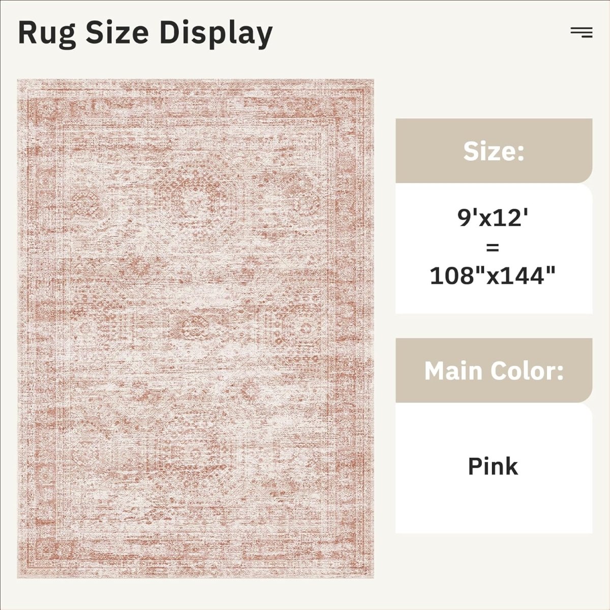 Soalmost Washable Area Rug 8x10, Large Soft Rugs for Living Room Vintage Beige Carpet 8x10 Area Rugs for Bedroom Dining Room Non - Slip Stain Resistant Under Table Rug - Homesidy.com