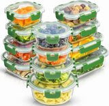 JoyJolt 24pc Borosilicate Glass Storage Containers with Lids | 12 Airtight/Freezer Safe Food Storage Containers for Pantry and Kitchen | Meal Prep Container for Lunch | Glass Tupperware Set - Homesidy.com