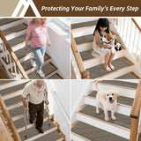 COSY HOMEER Edging Stair Treads Non - Slip Carpet Mat 28inX9in Indoor Stair Runners for Wooden Steps, Edging Stair Rugs for Kids and Dogs, 100% Polyester TPE Backing (15pc, Beige) - Homesidy.com