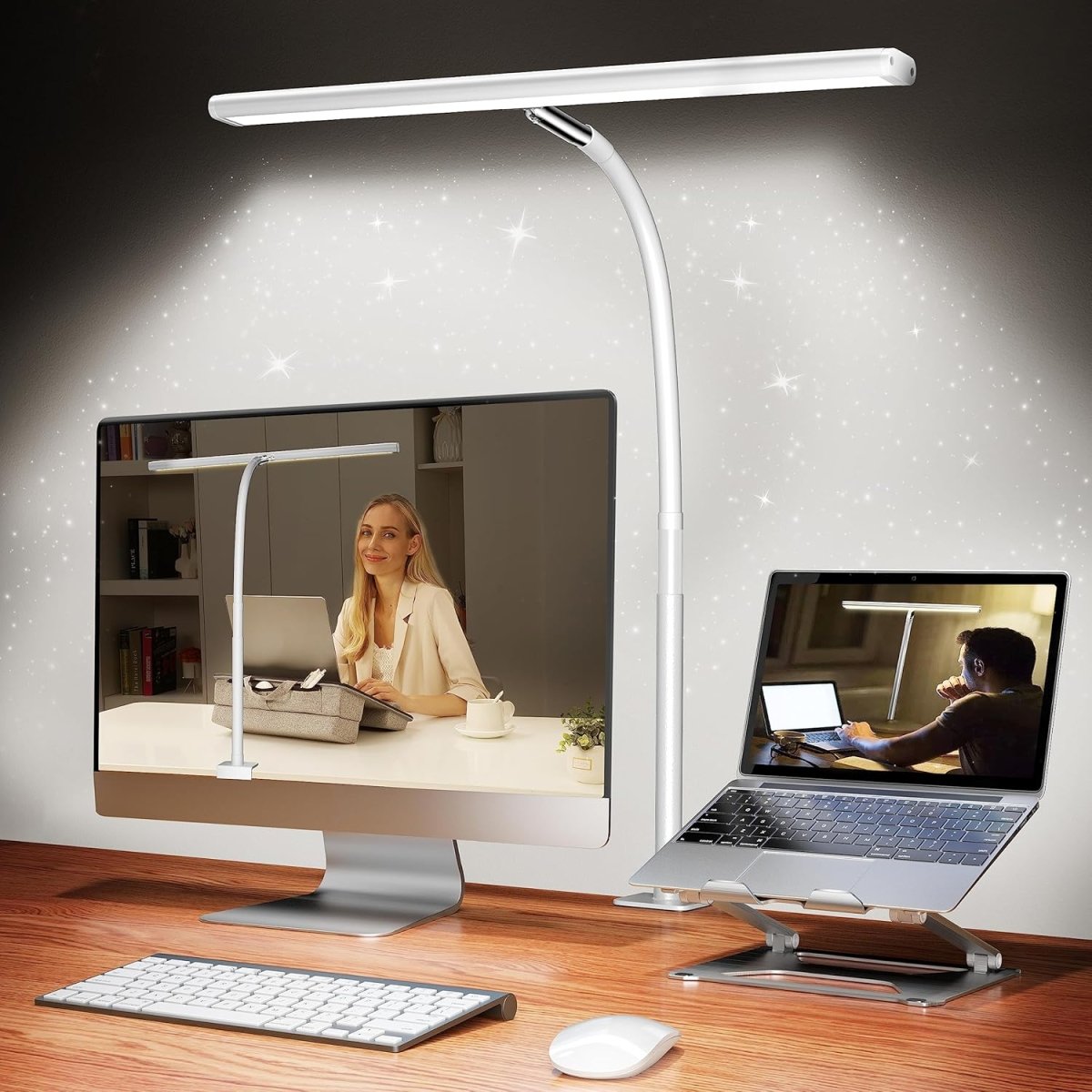 Airlonv LED Desk Lamp for Office Home, Eye - Caring Desk Light with Stepless Dimming Adjustable Flexible Gooseneck, 10W USB Adapter Desk Lamp with Clamp for Reading, Study, Workbench (Black) - Homesidy.com