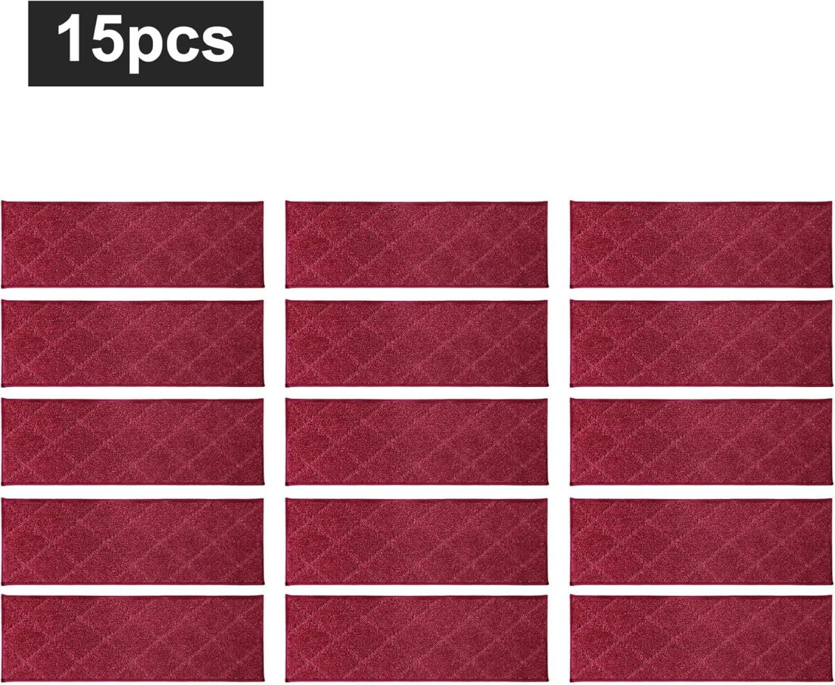 COSY HOMEER Edging Stair Treads Non - Slip Carpet Mat 28inX9in Indoor Stair Runners for Wooden Steps, Edging Stair Rugs for Kids and Dogs, 100% Polyester TPE Backing (15pc, Beige) - Homesidy.com
