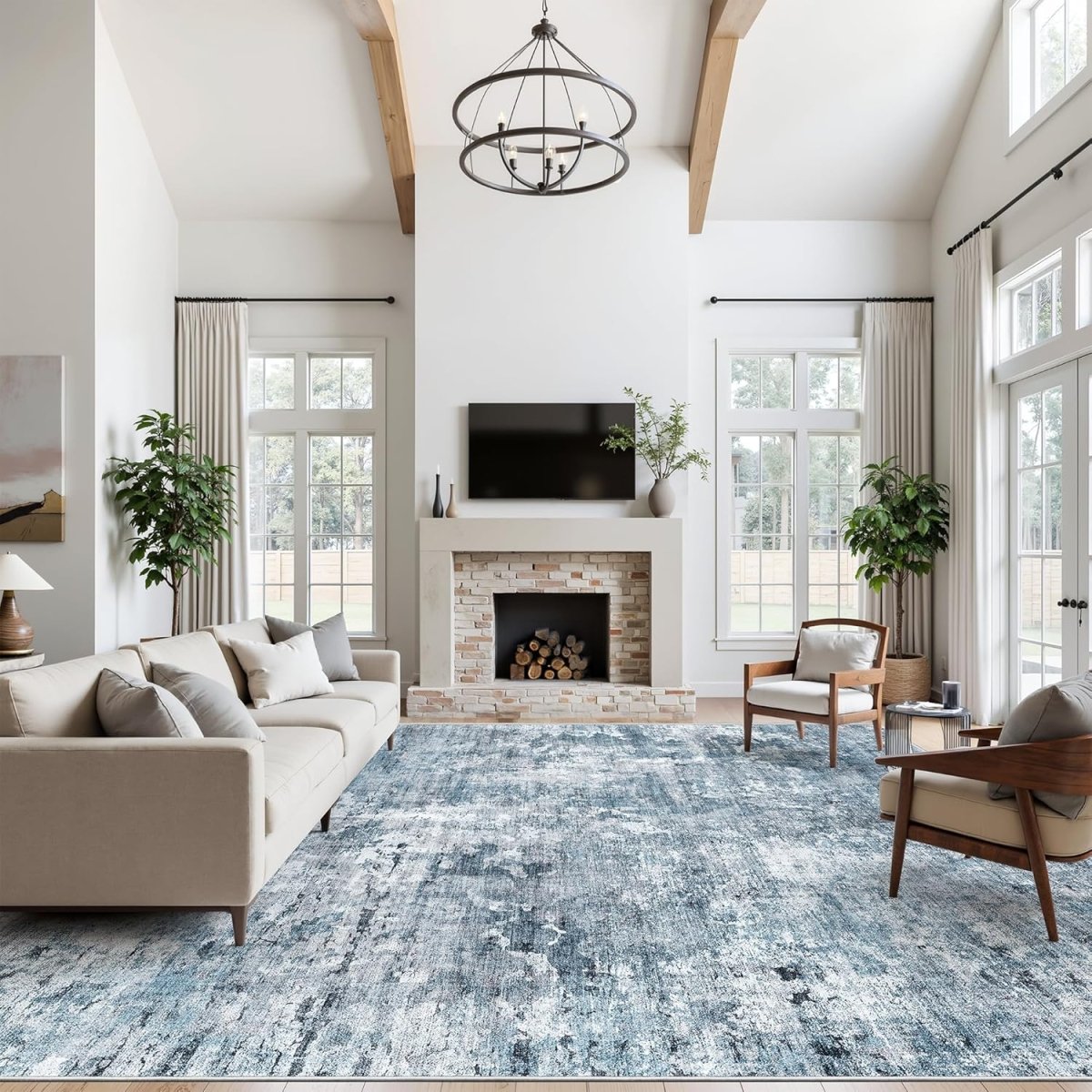 Soalmost Washable Area Rug 8x10, Large Soft Rugs for Living Room Vintage Beige Carpet 8x10 Area Rugs for Bedroom Dining Room Non - Slip Stain Resistant Under Table Rug - Homesidy.com