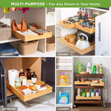 HOLDN’ STORAGE Bamboo Wooden Pull out Cabinet Organizer. 17&34; W x 21&34; D - Requires At Least a 18.25&34; W x 21&34; D.Cabinet Opening. W/Lifetime Limited Warranty. Bamboo Tray and Heavy gauge metal rails. - Homesidy.com