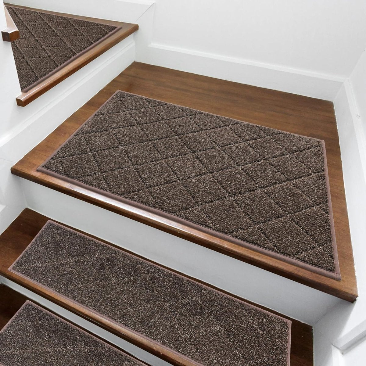COSY HOMEER Edging Stair Treads Non - Slip Carpet Mat 28inX9in Indoor Stair Runners for Wooden Steps, Edging Stair Rugs for Kids and Dogs, 100% Polyester TPE Backing (15pc, Beige) - Homesidy.com