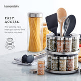 Kamenstein 20 Jar Revolving Countertop Spice Rack with Spices Included, FREE Spice Refills for 5 Years, Polished Stainless Steel with Black Caps, 30020 - Homesidy.com