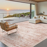 Soalmost Washable Area Rug 8x10, Large Soft Rugs for Living Room Vintage Beige Carpet 8x10 Area Rugs for Bedroom Dining Room Non - Slip Stain Resistant Under Table Rug - Homesidy.com
