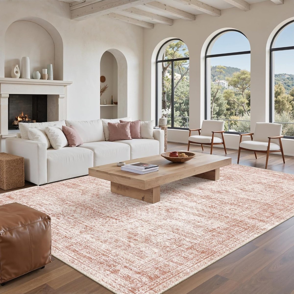 Soalmost Washable Area Rug 8x10, Large Soft Rugs for Living Room Vintage Beige Carpet 8x10 Area Rugs for Bedroom Dining Room Non - Slip Stain Resistant Under Table Rug - Homesidy.com