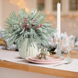 Watayo 60 Pcs Christmas Artificial Pine Branches with Red Berry Stems, 10.5&34; Faux Evergreen Norfolk Pine Cypress Leaves Stems, Fake Foliage Pine Needles Picks for DIY Craft Garland Home Decor - Homesidy.com