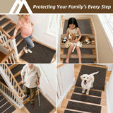 COSY HOMEER Edging Stair Treads Non - Slip Carpet Mat 28inX9in Indoor Stair Runners for Wooden Steps, Edging Stair Rugs for Kids and Dogs, 100% Polyester TPE Backing (15pc, Beige) - Homesidy.com