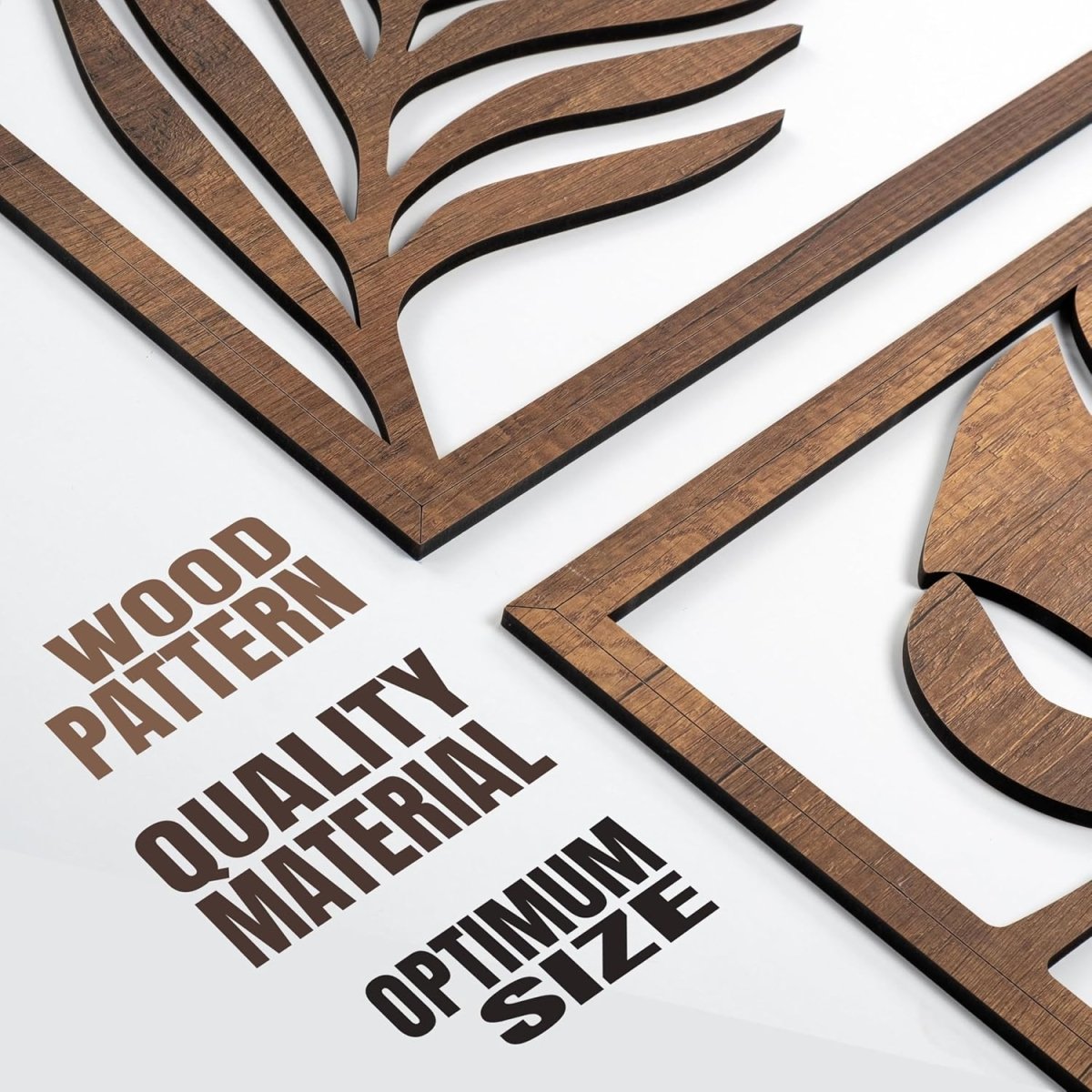qmmp Modern Wooden Wall Sculptures - Set of 3 - MDF - Oak - Home Decor Accent - Large Wall Art for Living Room, Bedroom, Office - Easy Installation (Oak, Medium - Mountain and Sun, Unframed) - Homesidy.com