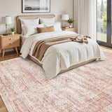 Soalmost Washable Area Rug 8x10, Large Soft Rugs for Living Room Vintage Beige Carpet 8x10 Area Rugs for Bedroom Dining Room Non - Slip Stain Resistant Under Table Rug - Homesidy.com