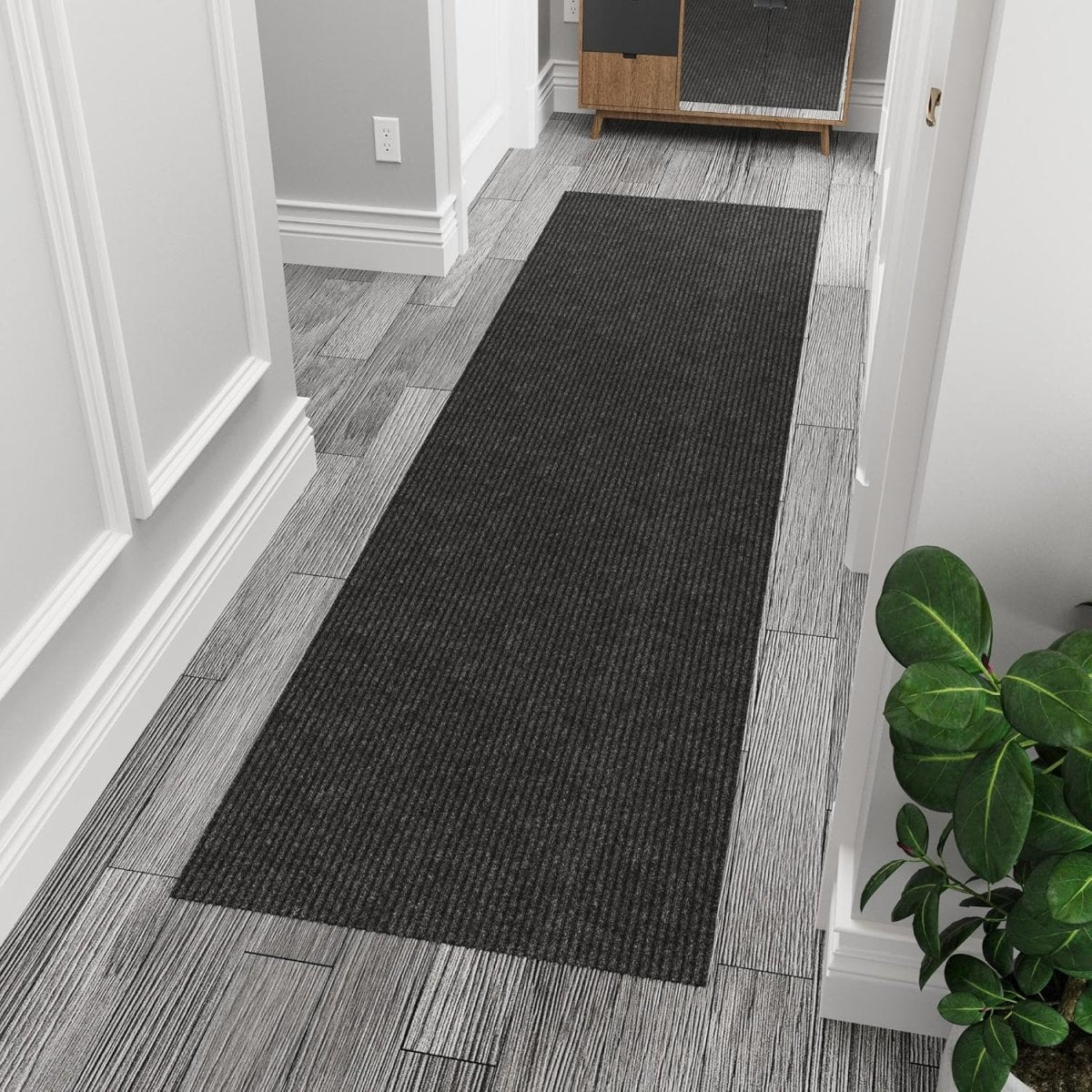 Ottomanson Hallway Runner Rug 2 x 6 Durable Non - Slip Mat with Scraper Pile for Indoor &amp; Outdoor Use - Ideal for Kitchen, Entryway, Patio &amp; Garage - High - Traffic Carpet, Black - Homesidy.com