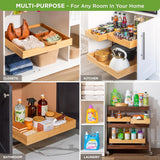 HOLDN’ STORAGE Bamboo Wooden Pull out Cabinet Organizer. 17&34; W x 21&34; D - Requires At Least a 18.25&34; W x 21&34; D.Cabinet Opening. W/Lifetime Limited Warranty. Bamboo Tray and Heavy gauge metal rails. - Homesidy.com