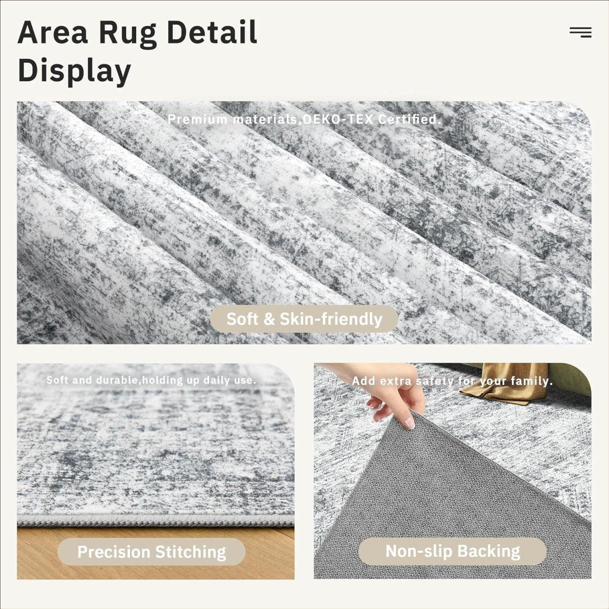 Soalmost Washable Area Rug 8x10, Large Soft Rugs for Living Room Vintage Beige Carpet 8x10 Area Rugs for Bedroom Dining Room Non - Slip Stain Resistant Under Table Rug - Homesidy.com