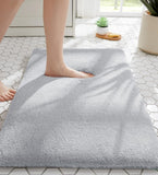 MINIDEAR Bathroom Rugs 24x17 Light Grey - Thick Elastic Foam Bath Mat, Ultra Soft &amp; Plush Fluffy, Non - Slip, Quick Dry, Absorbent Washable Floor Microfiber Mat for Tub, Home Decor Accessories - Homesidy.com