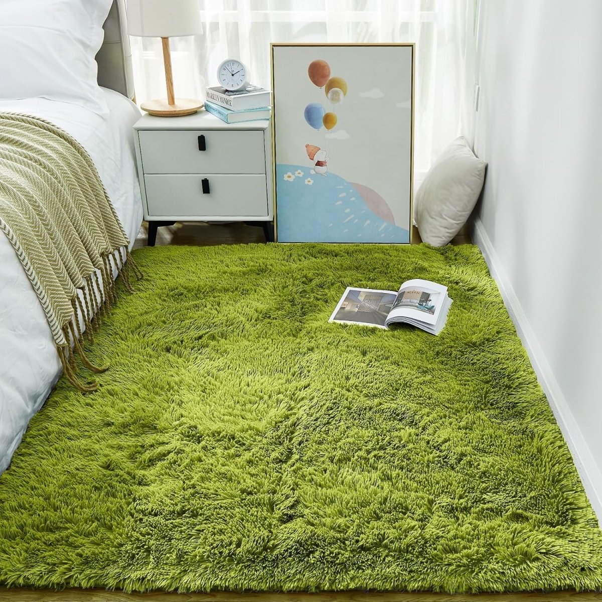 Ophanie Area Rugs for Living Room Bedroom, Upgrade Non - Slip Fluffy Soft Grey Shag Carpet, Indoor Floor Gray 4x6 Fuzzy Shaggy Living Room Plush Rug for Kids Home Dorm Decor Aesthetic - Homesidy.com