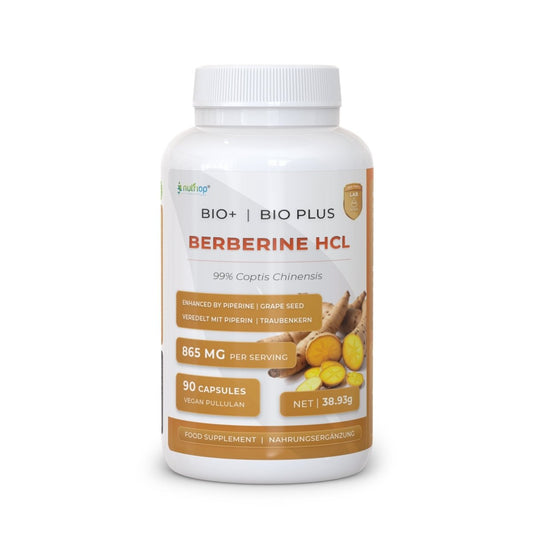 Nutriop Longevity® Bio - Enhanced Berberine HCL with Pure Organic Piperine and Grape Seed Extract - 865mg per serving (x45) - Homesidy.com